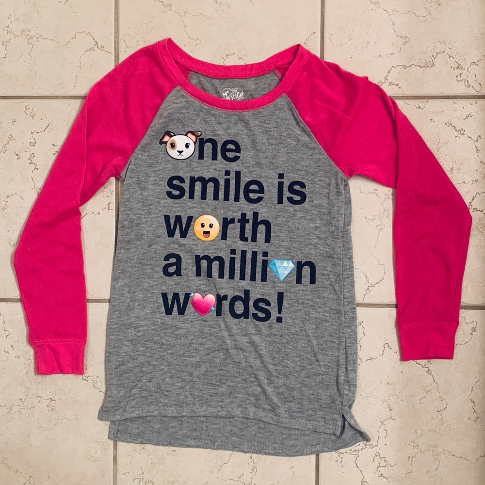 JUSTICE Long-Sleeve Emoji Shirt (Size 12)
